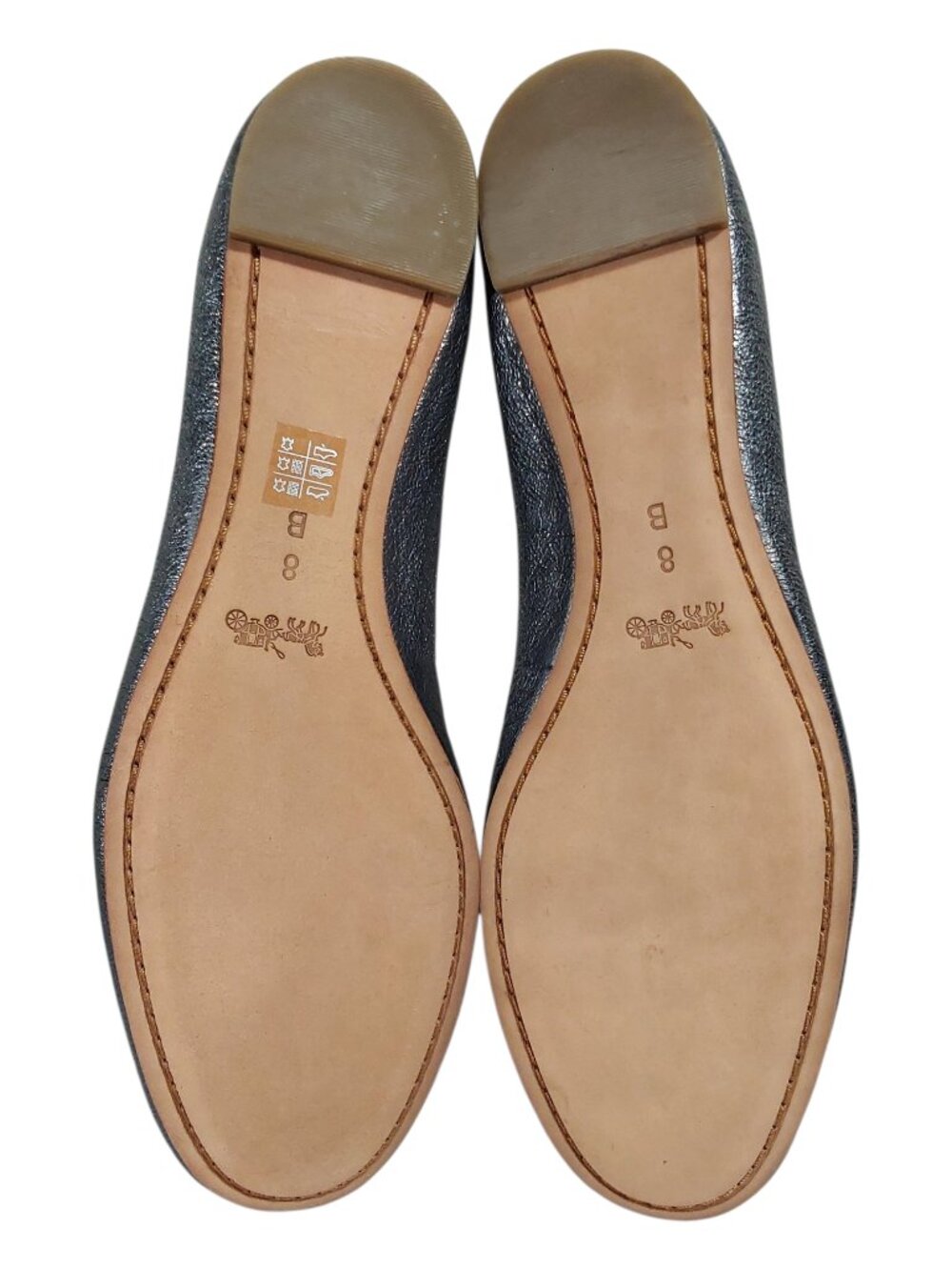 Coach NIB Flatiron Metallic Gunmetal Ballet Flat Neutral/Luxury/Minimalist - 8 - Picture 10 of 12
